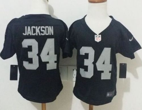 Toddler Raiders #34 Bo Jackson Black Team Color Stitched Elite Jersey
