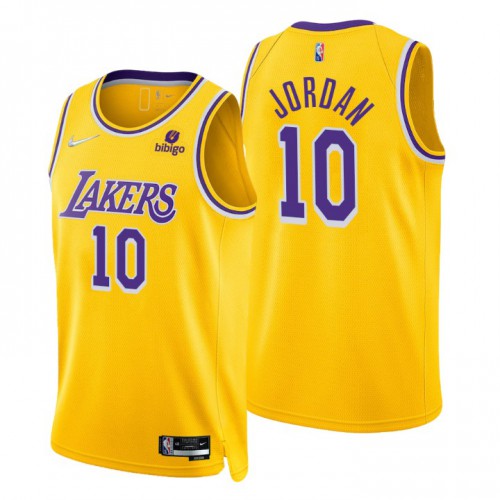Los Angeles Lakers #10 Deandre Jordan Gold Mens 2021-22 75th Anniversary Diamond Swingman Jersey - Icon Edition Mens