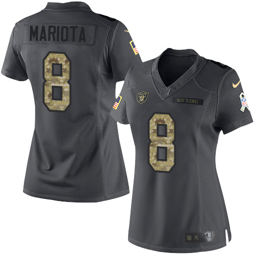 Las Vegas Raiders #8 Marcus Mariota Black Women's Stitched Limited 2016 Salute to Service Jersey Womens