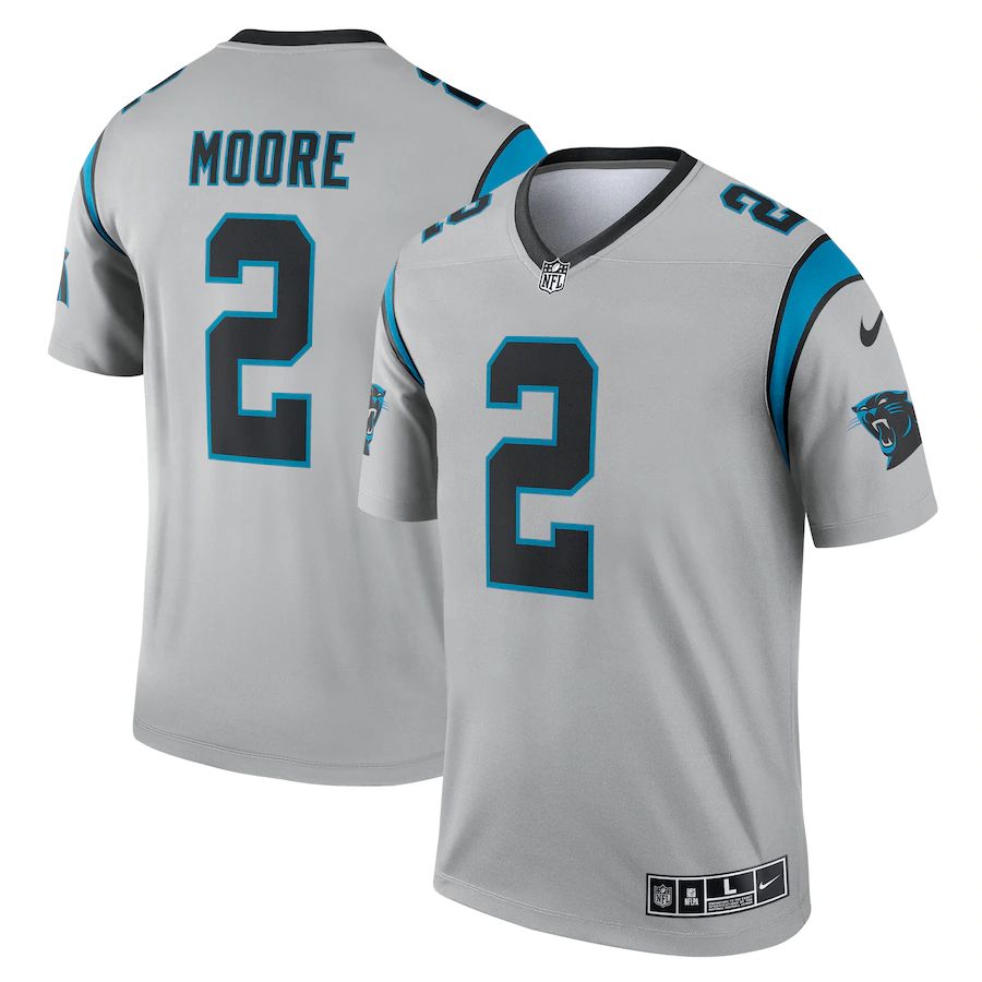 Carolina Panthers #2 D.J. Moore Men's Silver Inverted Legend Jersey