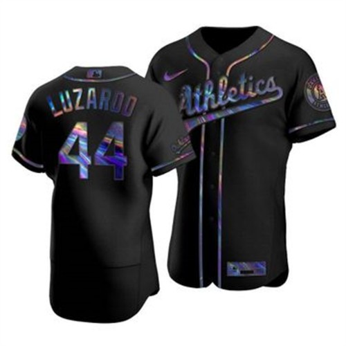 Oakland Oakland Athletics #44 Jesus Luzardo Men's Iridescent Holographic Collection Jersey - Black Men's