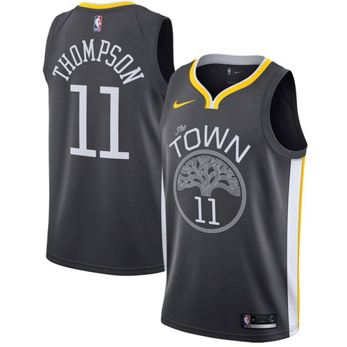 Golden State Warriors #11 Klay Thompson Black Swingman Statement Edition Jersey Mens