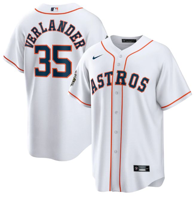 Houston Astros #35 Justin Verlander White 2022 World Series Home Stitched Men's Jersey