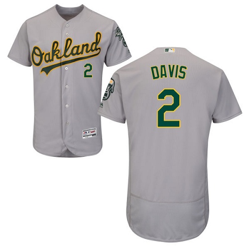 Oakland Athletics #2 Khris Davis Grey Flexbase Authentic Collection Stitched Jersey Men's
