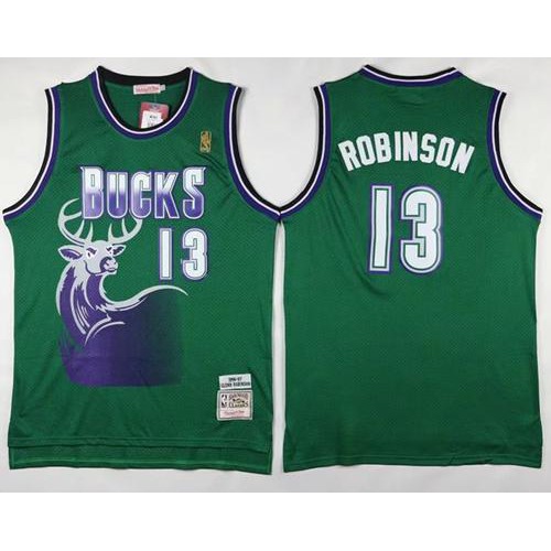 Mitchell And Ness Milwaukee Bucks #13 Glenn Robinson Green Throwback Stitched Jersey Mens