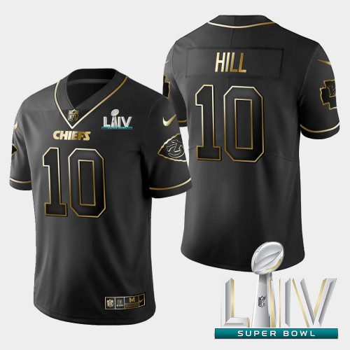 Kansas City Kansas City Chiefs #10 Tyreek Hill Vapor Limited Black Golden Super Bowl LIV 2020 Jersey Men's