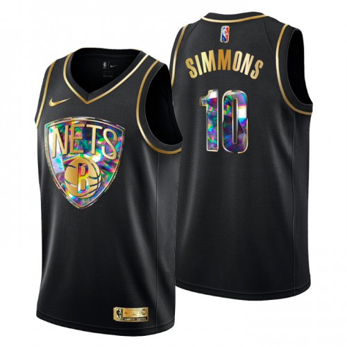 Brooklyn Brooklyn Nets #10 Ben Simmons Mens Golden Edition Diamond Logo 2021/22 Swingman Jersey - Black Mens