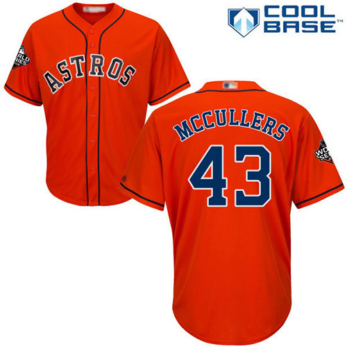 Houston Astros #43 Lance McCullers Orange Cool Base 2019 World Series Bound Stitched Youth Jersey Youth