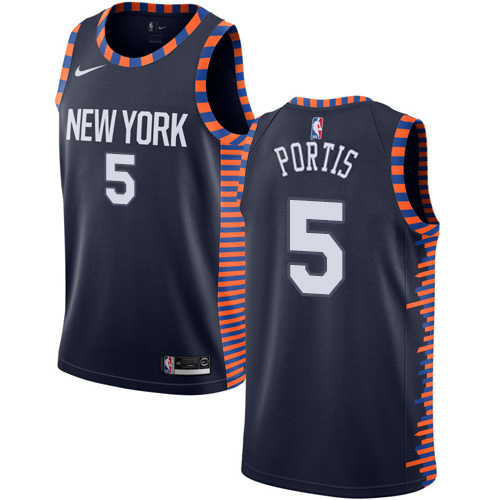 New York Knicks #5 Bobby Portis Navy Swingman City Edition 2018/19 Jersey Mens
