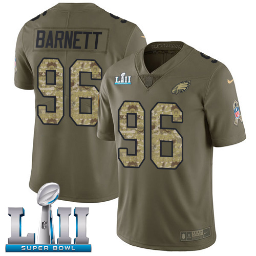 Philadelphia Eagles #96 Derek Barnett Olive/Camo Super Bowl LII Men's Stitched Limited 2017 Salute To Service Jersey Men's