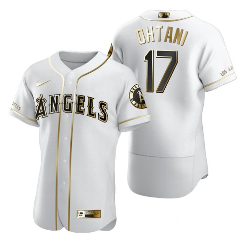 Los Angeles Los Angeles Angels #17 Shohei Ohtani White Men's Authentic Golden Edition Jersey Men's