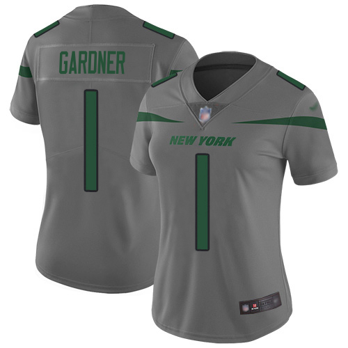 Jets #1 Ahmad Sauce Gardner Gray Women's Stitched Limited Inverted Legend Jersey