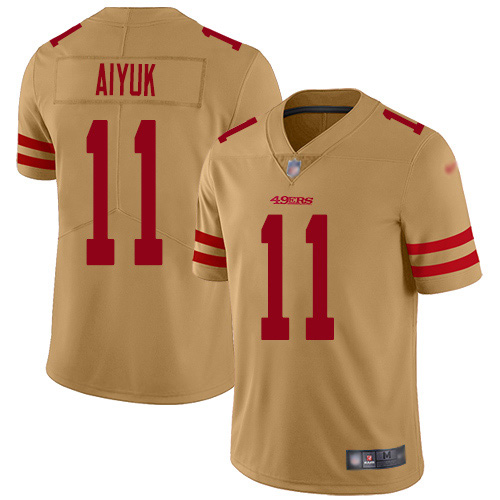 San Francisco 49ers #11 Brandon Aiyuk Gold Men's Stitched Limited Inverted Legend Jersey Men's