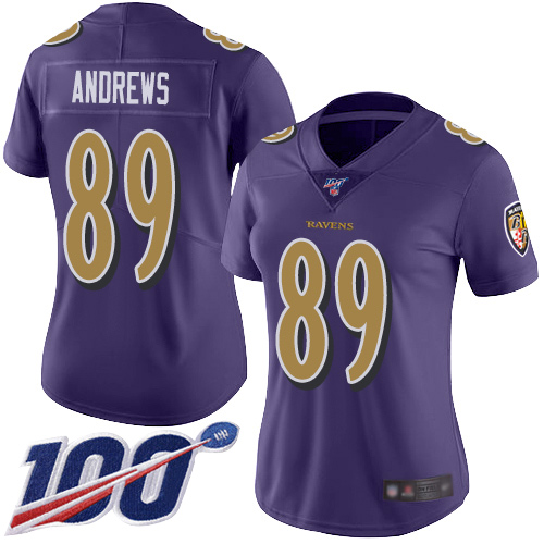 Baltimore Ravens #89 Mark Andrews Purple Women's Stitched Limited Rush 100th Season Jersey Womens