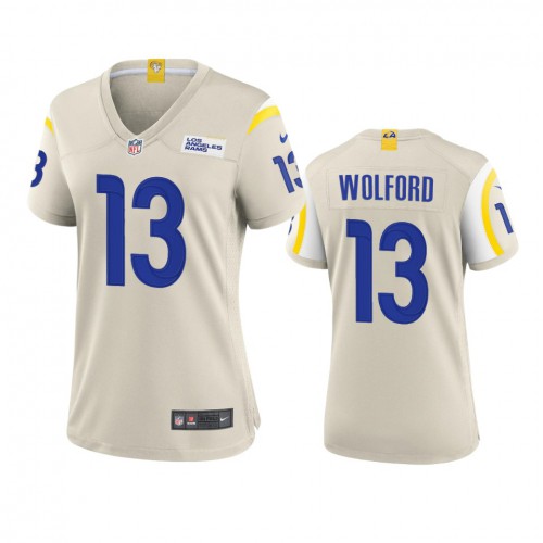 Los Angeles Los Angeles Rams #13 John Wolford Women's Game Jersey - Bone Womens