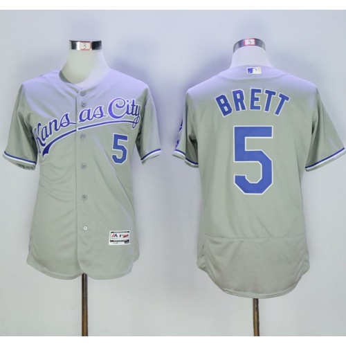 Kansas City Royals #5 George Brett Grey Flexbase Authentic Collection Stitched Jersey Men's