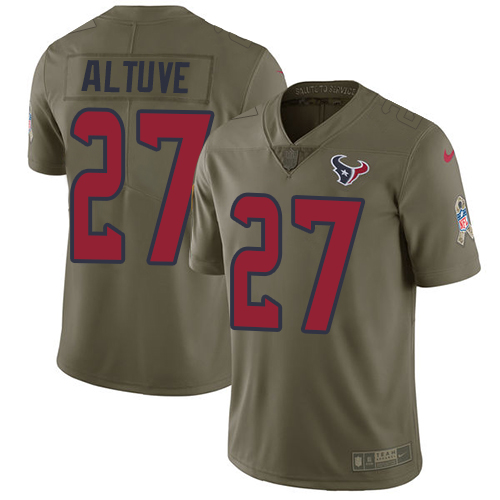 Houston Texans #27 Jose Altuve Olive Youth Stitched Limited 2017 Salute to Service Jersey Youth