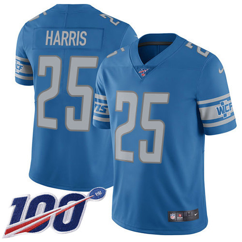 Detroit Lions #25 Will Harris Blue Team Color Men's Stitched 100th Season Vapor Untouchable Limited Jersey Men's