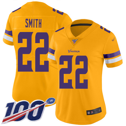 Vikings #22 Harrison Smith Gold Women's Stitched Limited Inverted Legend 100th Season Jersey