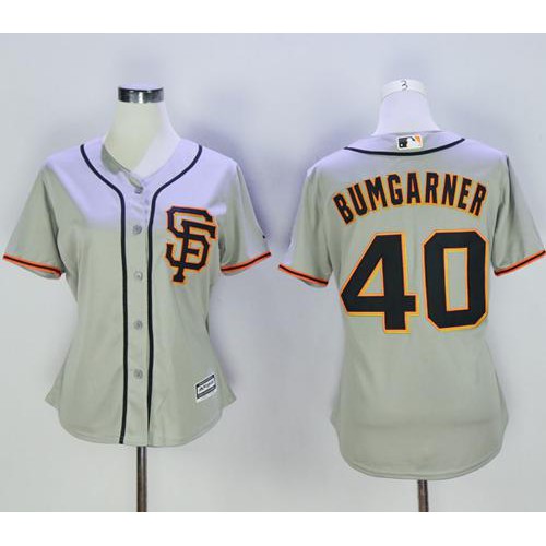 San Francisco Giants #40 Madison Bumgarner Grey Women's Road 2 Stitched Jersey Womens