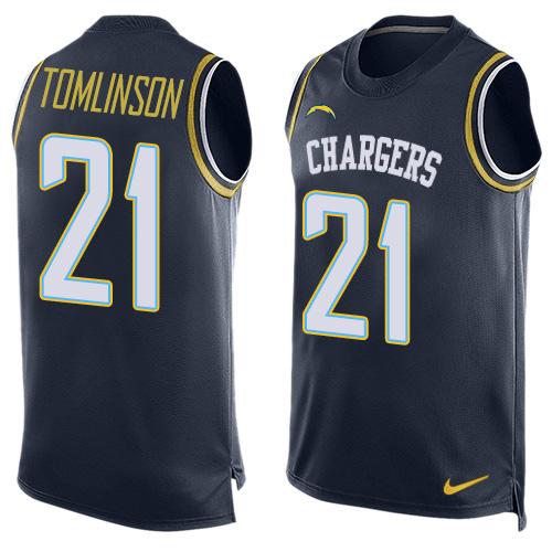 Chargers #21 LaDainian Tomlinson Navy Blue Team Color Men's Stitched Limited Tank Top Jersey