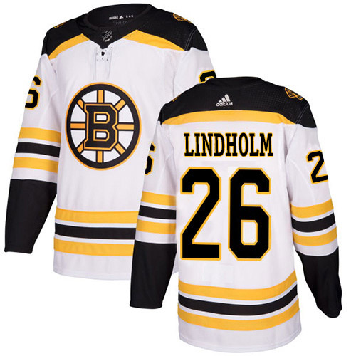 Adidas Boston Bruins #26 Par Lindholm White Road Authentic Stitched Jersey Men's