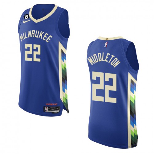 Milwaukee Milwaukee Bucks #22 Khris Middleton Royal 2022-23 Authentic Jersey - City Edition Mens