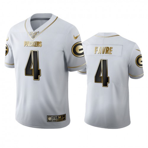 Green Bay Green Bay Packers #4 Brett Favre Men's White Golden Edition Vapor Limited 100 Jersey Men's