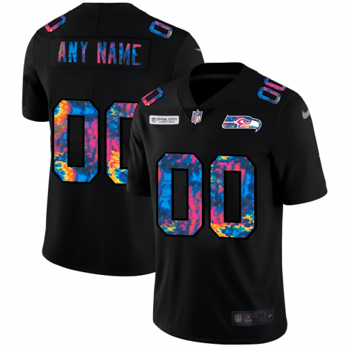 Seattle Seahawks Custom Men's Multi-Color Black 2020 Crucial Catch Vapor Untouchable Limited Jersey