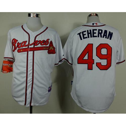 Atlanta Braves #49 Julio Teheran White Cool Base Stitched Jersey Men's