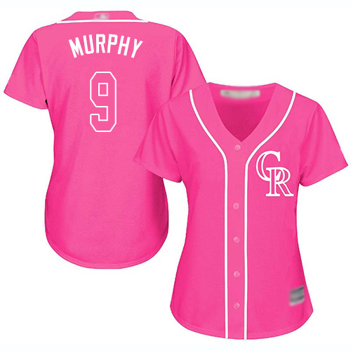 Colorado Rockies #9 Daniel Murphy Pink Fashion Women's Stitched Jersey Womens