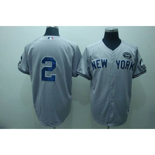New York Yankees #2 Derek Jeter Grey GMS The Boss Stitched Jersey Men's