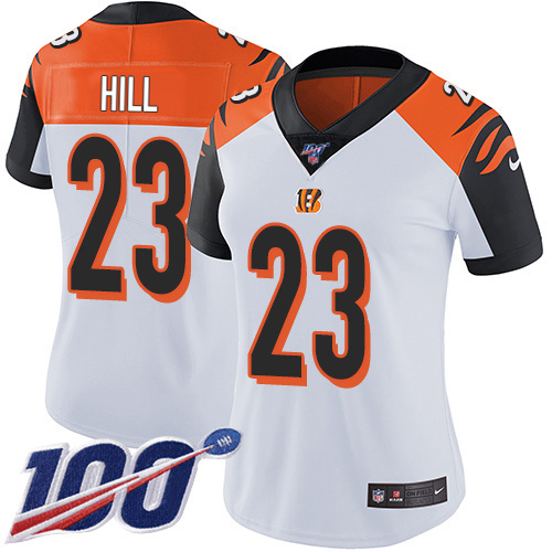 Bengals #23 Daxton Hill White Women's Stitched 100th Season Vapor Untouchable Limited Jersey