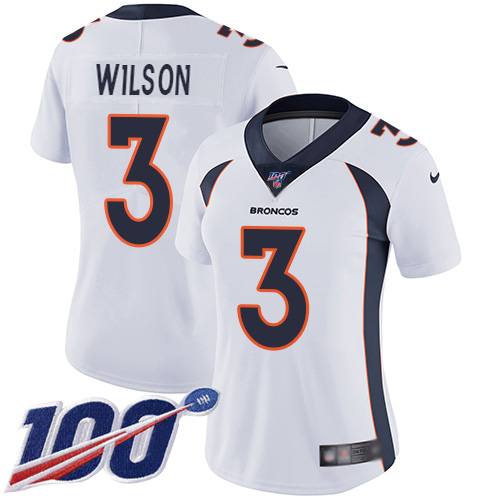 Broncos #3 Russell Wilson White Women's Stitched 100th Season Vapor Untouchable Limited Jersey