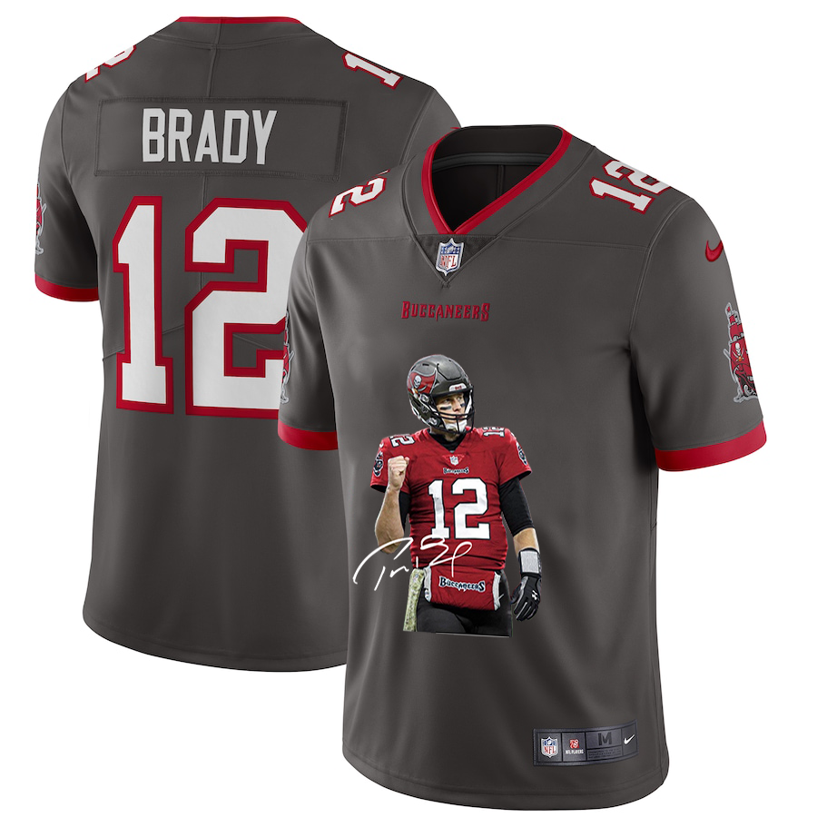 Tampa Bay Buccaneers #12 Tom Brady Men's Player Signature Moves Vapor Limited Jersey Pewter