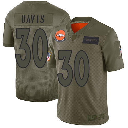 Denver Broncos #30 Terrell Davis Camo Men's Stitched Limited 2019 Salute To Service Jersey Men's
