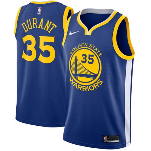 Golden State Warriors #35 Kevin Durant Blue Swingman Icon Edition Jersey Mens
