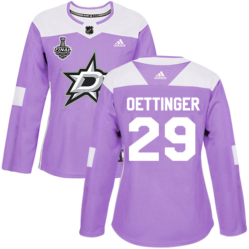 Adidas Dallas Stars #29 Jake Oettinger Purple Authentic Fights Cancer Women's 2020 Stanley Cup Final Stitched Jersey Womens