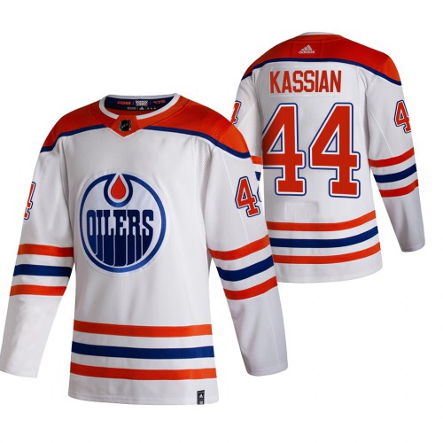 Edmonton Edmonton Oilers #44 Zack Kassian White Men's Adidas 2020-21 Reverse Retro Alternate Jersey Men's