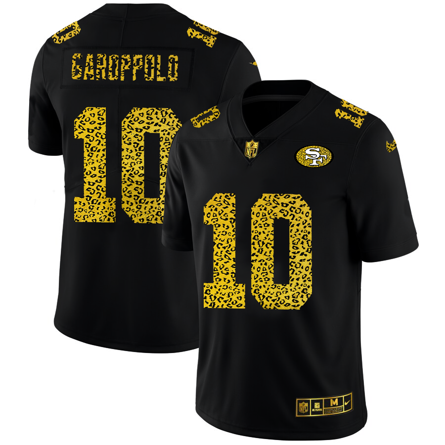 San Francisco 49ers #10 Jimmy Garoppolo Men's Leopard Print Fashion Vapor Limited Jersey Black