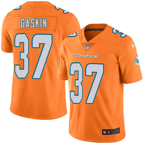 Miami Dolphins #37 Myles Gaskin Orange Green Youth Stitched Limited Rush Jersey Youth