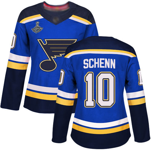 Adidas St. Louis Blues #10 Brayden Schenn Blue Home Authentic Stanley Cup Champions Women's Stitched Jersey Womens