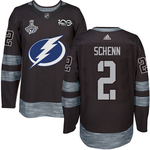 Adidas Tampa Bay Lightning #2 Luke Schenn Black 1917-2017 100th Anniversary 2020 Stanley Cup Champions Stitched Jersey Men's