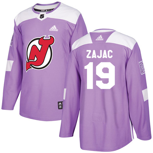 Adidas New Jersey Devils #19 Travis Zajac Purple Authentic Fights Cancer Stitched Youth Jersey Youth