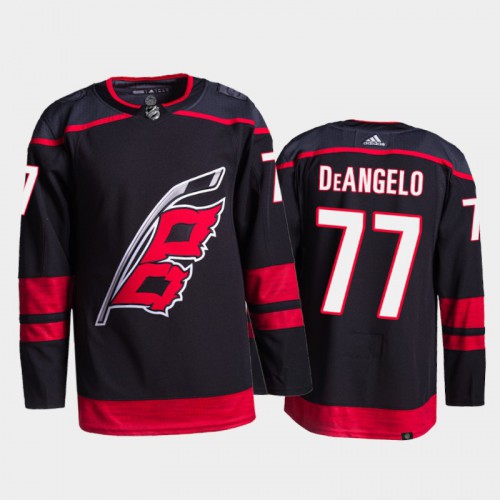 Adidas Carolina Hurricanes #77 Tony Deangelo Men's 2021-22 Alternate Authentic Jersey - Black Men's