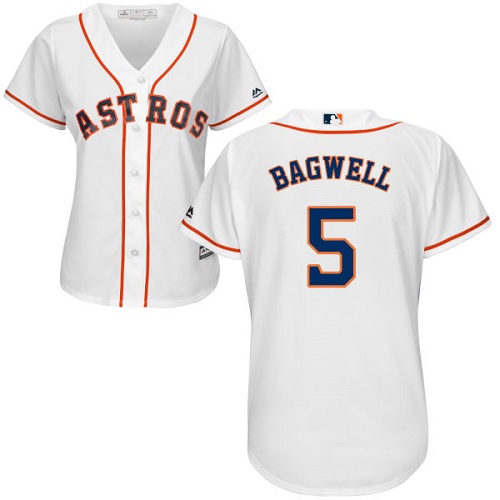 Houston Astros #5 Jeff Bagwell White Home Women's Stitched Jersey Womens