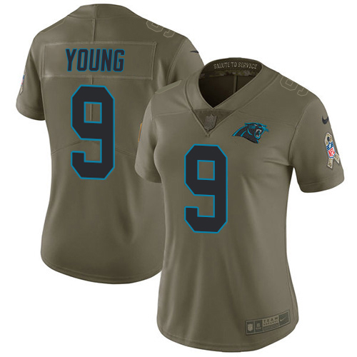 Panthers #9 Bryce Young Olive Women's Stitched Limited 2017 Salute To Service Jersey