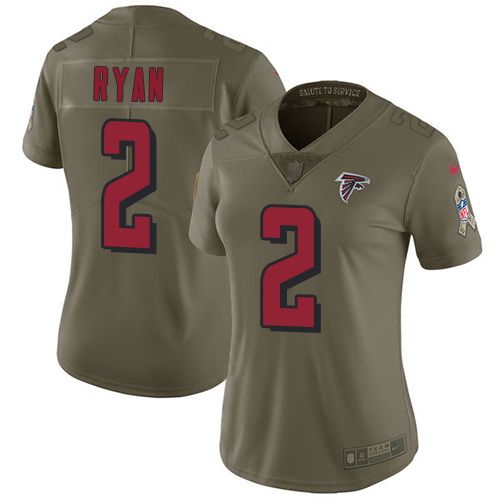 Atlanta Falcons #2 Matt Ryan Olive Women's Stitched Limited 2017 Salute to Service Jersey Womens