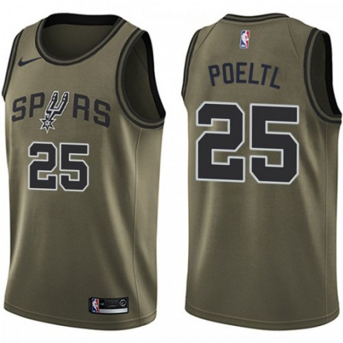 San Antonio Spurs #25 Jakob Poeltl Green Swingman Salute to Service Jersey Mens
