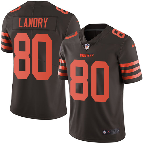 Browns #80 Jarvis Landry Brown Men's Stitched Limited Rush Jersey